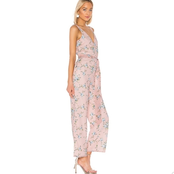 LPA Alina Margit V-neck Floral Pink Wide Leg Jumpsuit Size S Small - Picture 7 of 7